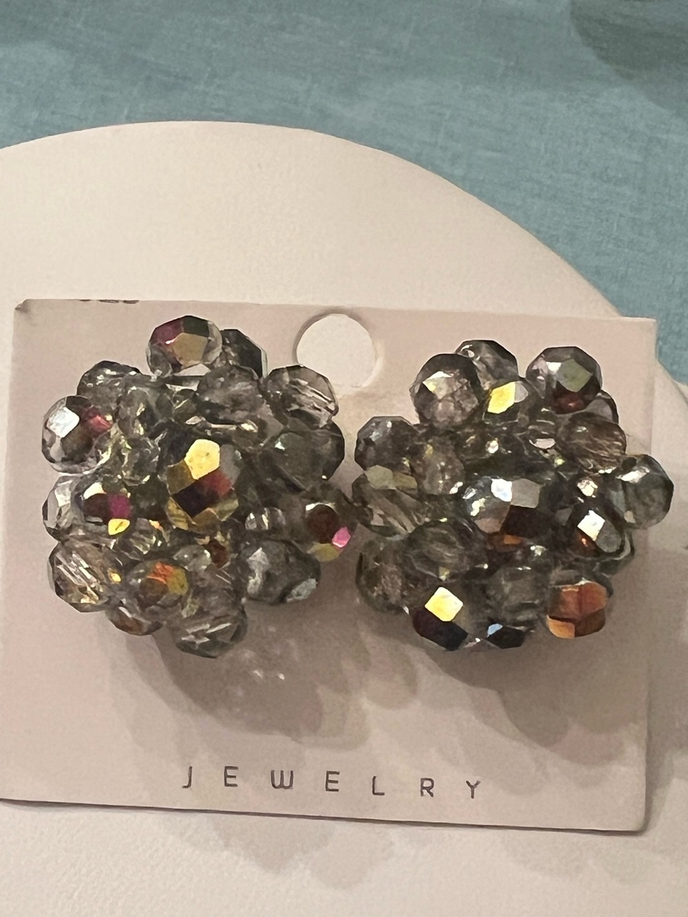 Vintage style aurora borealis cluster post earrings